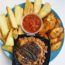 Fried Yam, Beans & Plantain (Large)